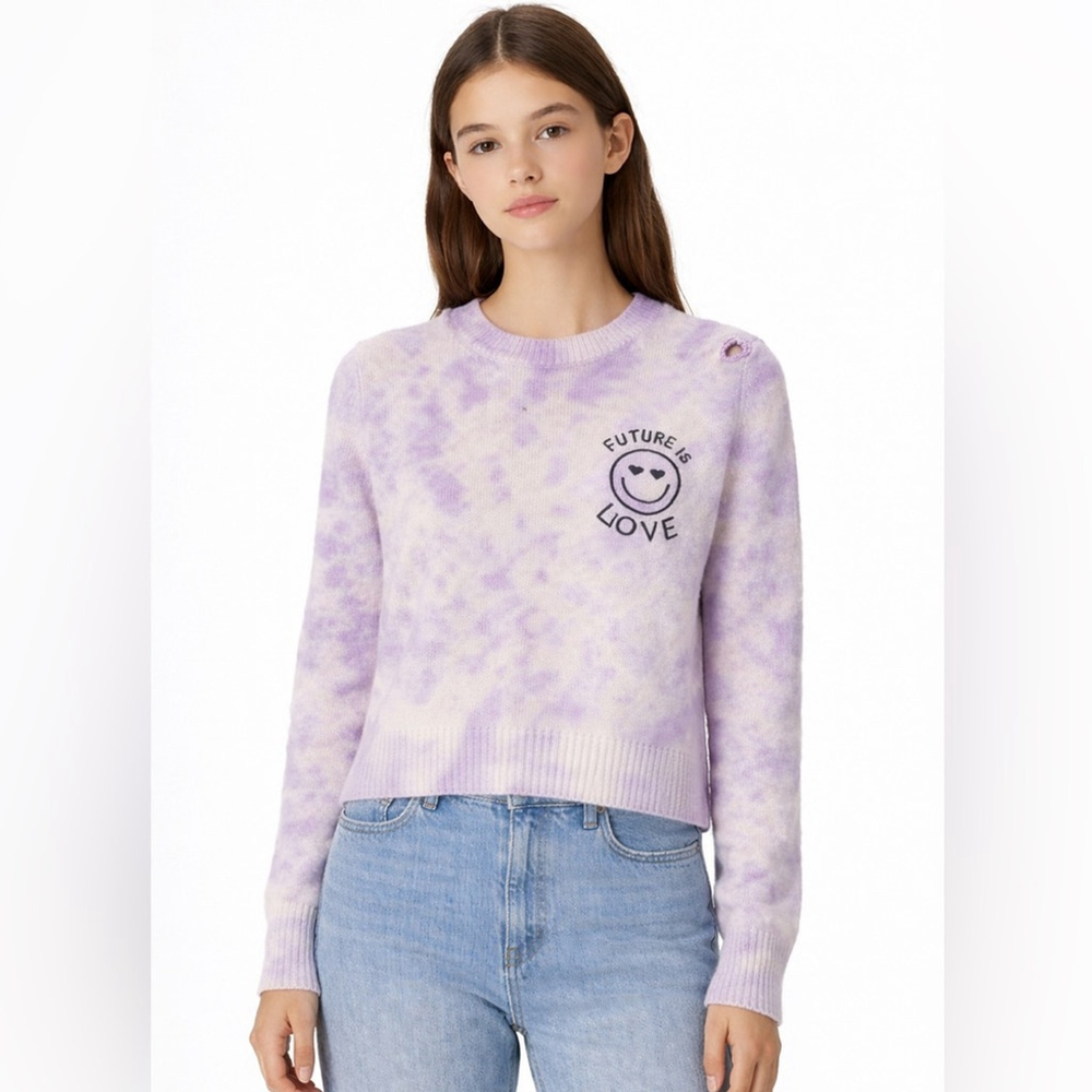 FROM FUTURE 100% Cashmere “Future Is Love” Tie-Dye Sweater Graphic Knit